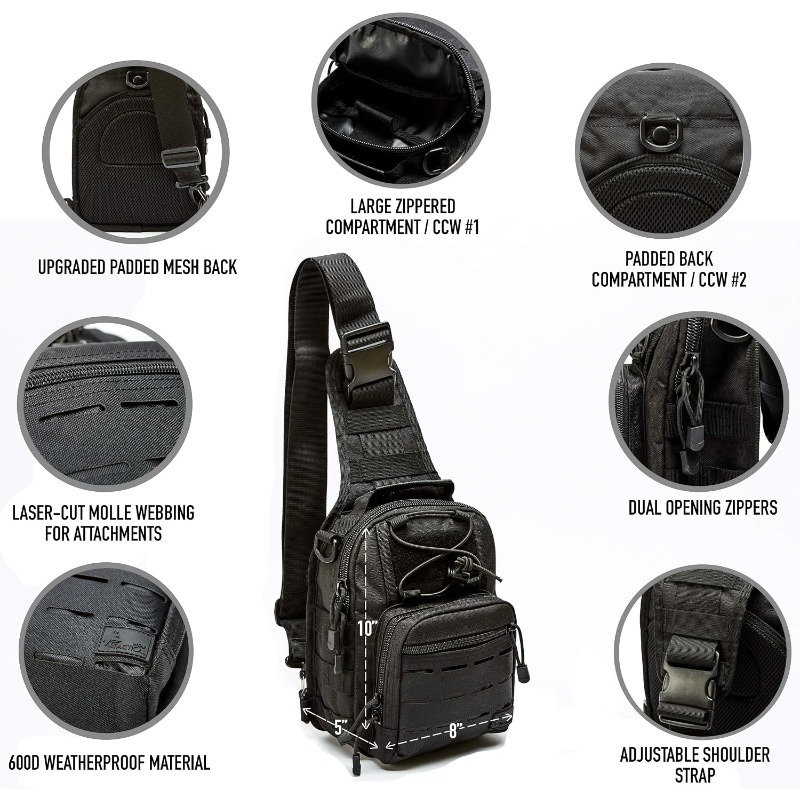 Sac à bandoulière tactique com - Edc Concealed Carry Backpack avis et prix